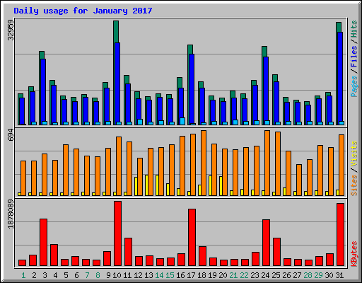 Daily usage for January 2017