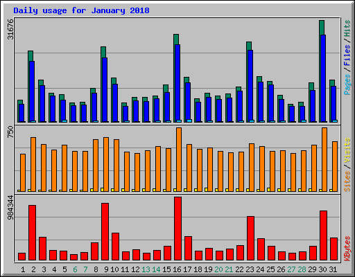 Daily usage for January 2018