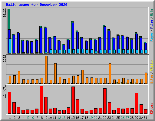 Daily usage for December 2020