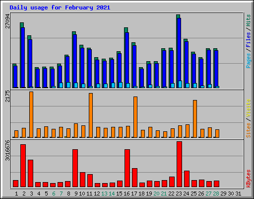 Daily usage for February 2021