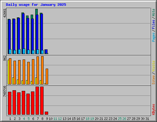 Daily usage for January 2025