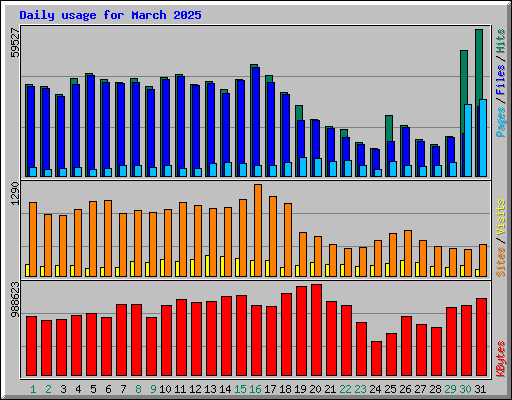 Daily usage for March 2025