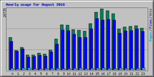 Hourly usage for August 2016